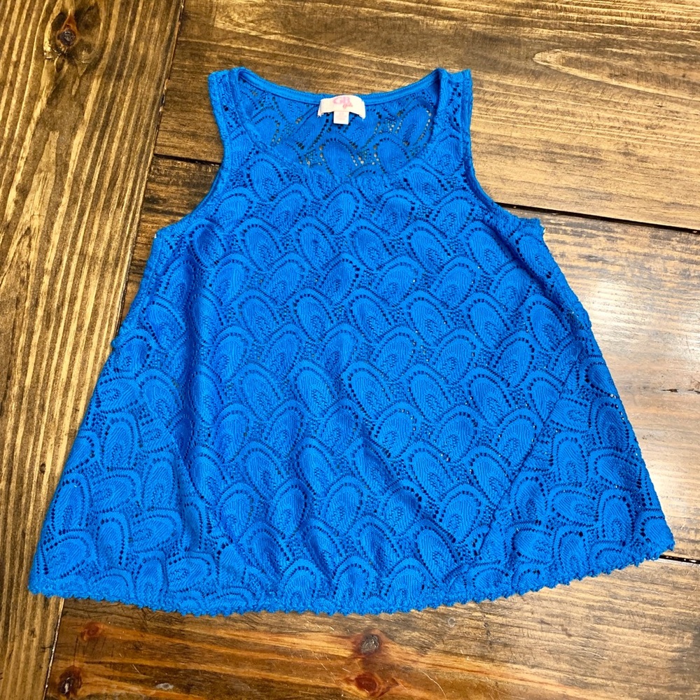 GB Girls Adorable Teal Blue Lace Top (M)